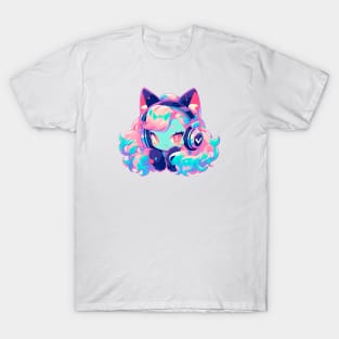 Cat Girl With Headphones T-Shirt